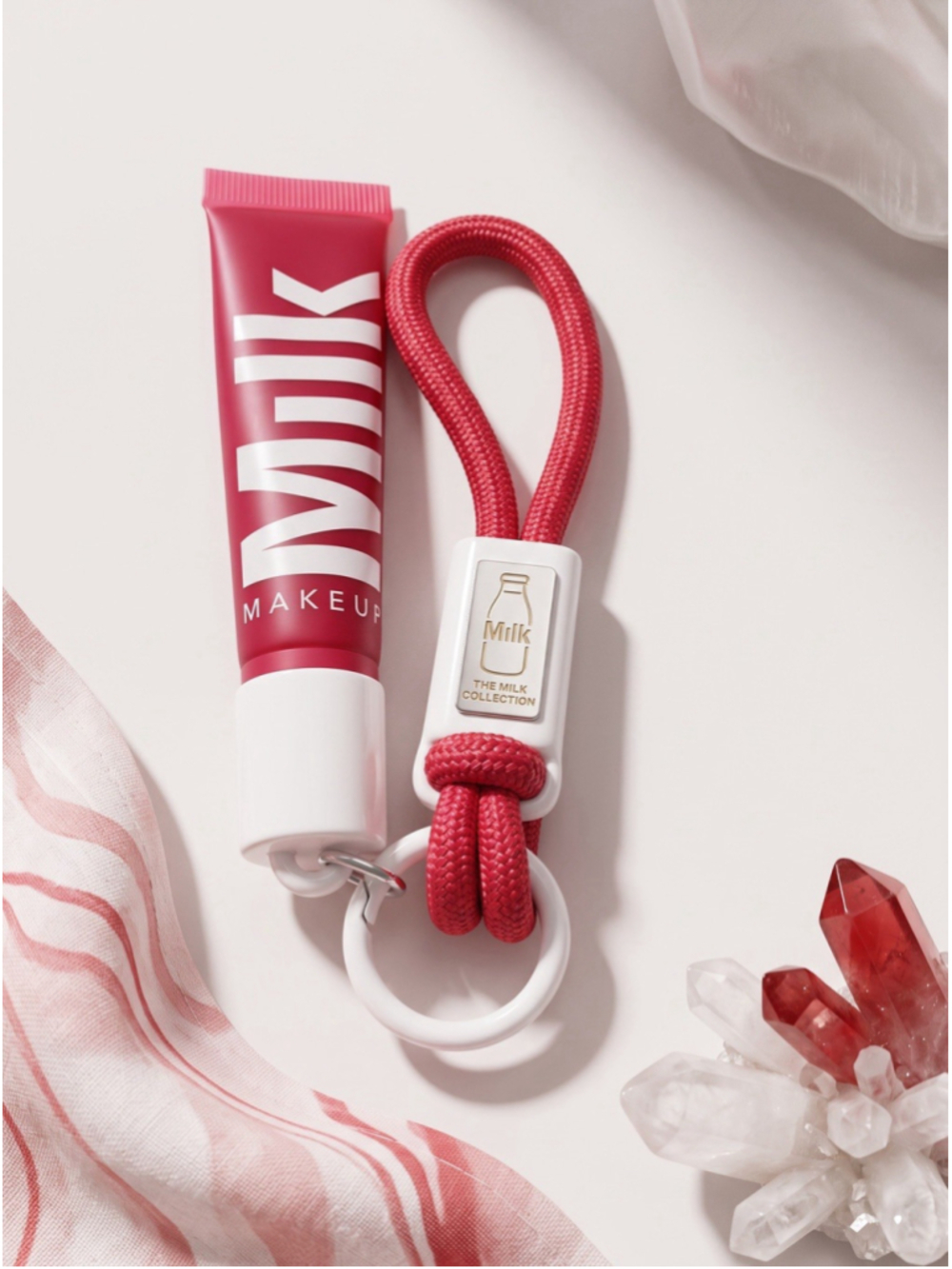 Milk Makeup Balmade Electrolyte Lip Balm 12 mL Red Keychain Holder NEW